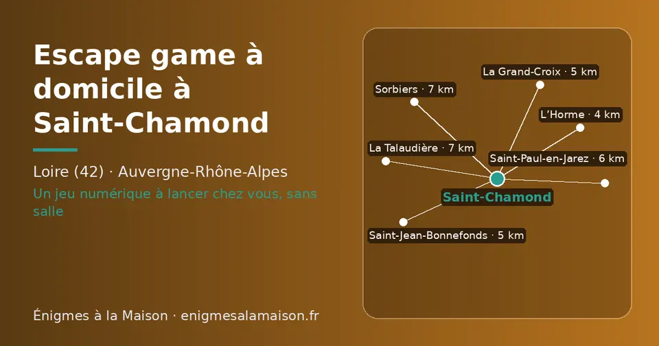 Carte schématique : Saint-Chamond et les communes voisines présentées sur ce site (L’Horme, Saint-Jean-Bonnefonds, La Grand-Croix, Saint-Paul-en-Jarez, La Talaudière, Sorbiers)