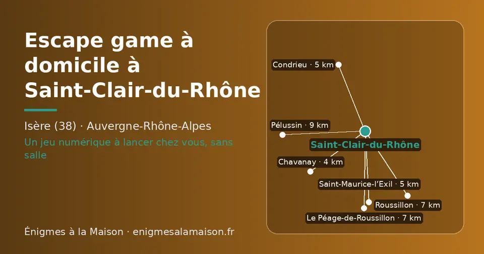 Carte schématique : Saint-Clair-du-Rhône et les communes voisines présentées sur ce site (Chavanay, Condrieu, Saint-Maurice-l’Exil, Roussillon, Le Péage-de-Roussillon, Pélussin)