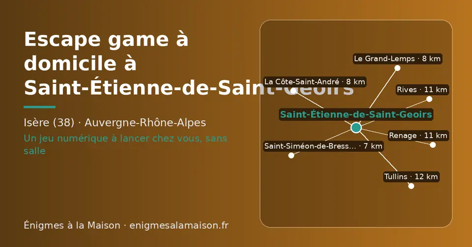 Carte schématique : Saint-Étienne-de-Saint-Geoirs et les communes voisines présentées sur ce site (Saint-Siméon-de-Bressieux, Le Grand-Lemps, La Côte-Saint-André, Rives, Renage, Tullins)