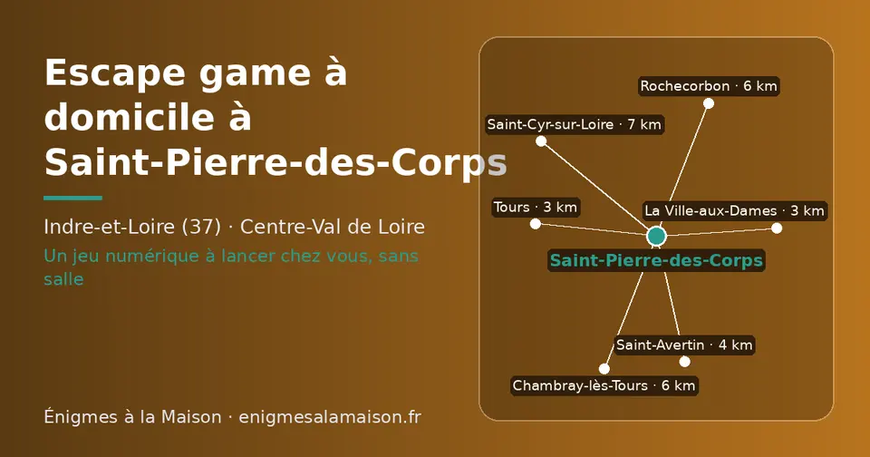 Carte schématique : Saint-Pierre-des-Corps et les communes voisines présentées sur ce site (Tours, La Ville-aux-Dames, Saint-Avertin, Rochecorbon, Chambray-lès-Tours, Saint-Cyr-sur-Loire)