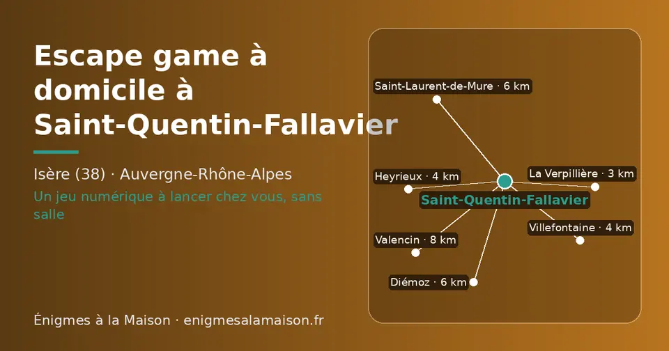 Carte schématique : Saint-Quentin-Fallavier et les communes voisines présentées sur ce site (La Verpillière, Villefontaine, Heyrieux, Diémoz, Saint-Laurent-de-Mure, Valencin)
