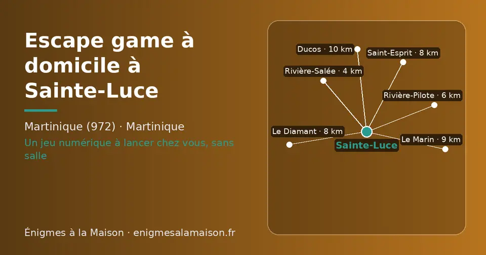 Carte schématique : Sainte-Luce et les communes voisines présentées sur ce site (Rivière-Salée, Rivière-Pilote, Le Diamant, Saint-Esprit, Le Marin, Ducos)