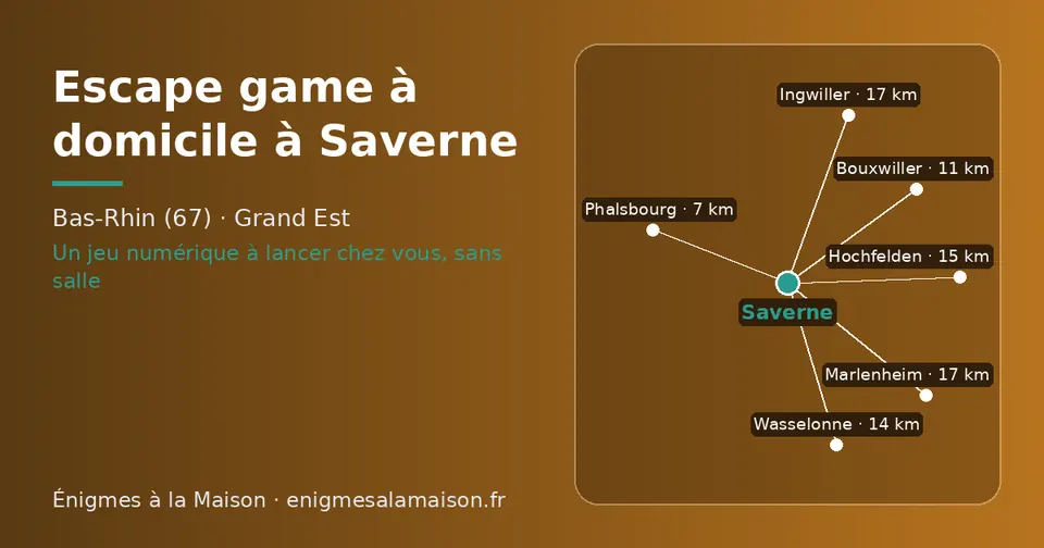 Carte schématique : Saverne et les communes voisines présentées sur ce site (Phalsbourg, Bouxwiller, Wasselonne, Hochfelden, Ingwiller, Marlenheim)
