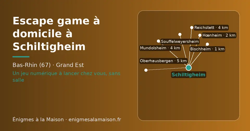 Carte schématique : Schiltigheim et les communes voisines présentées sur ce site (Bischheim, Hœnheim, Souffelweyersheim, Mundolsheim, Reichstett, Oberhausbergen)