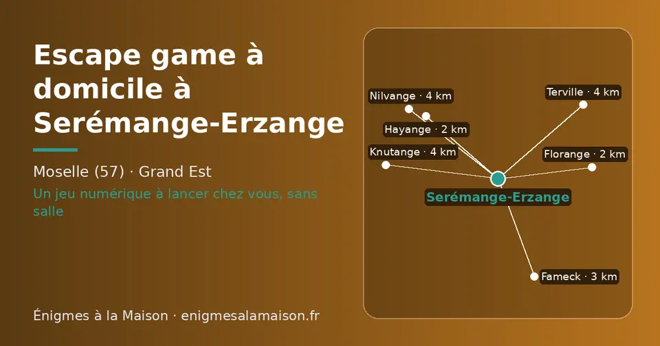 Carte schématique : Serémange-Erzange et les communes voisines présentées sur ce site (Hayange, Florange, Fameck, Nilvange, Terville, Knutange)