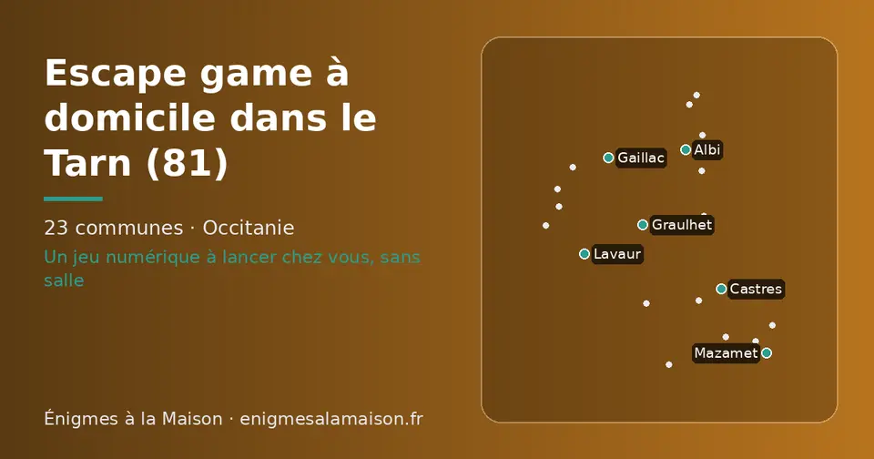 Carte schématique des 23 communes du Tarn présentées sur ce site