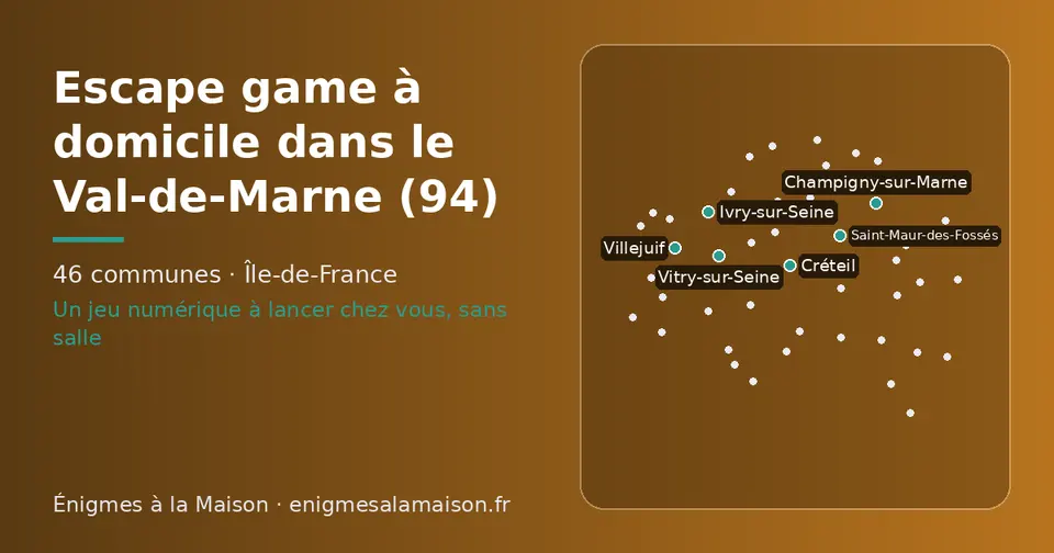 Carte schématique des 46 communes du Val-de-Marne présentées sur ce site