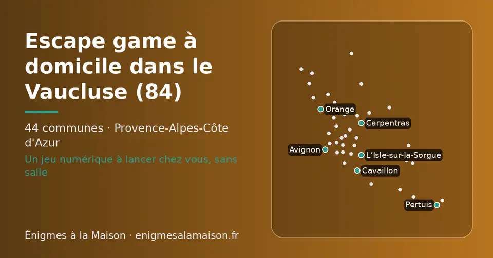 Carte schématique des 44 communes du Vaucluse présentées sur ce site