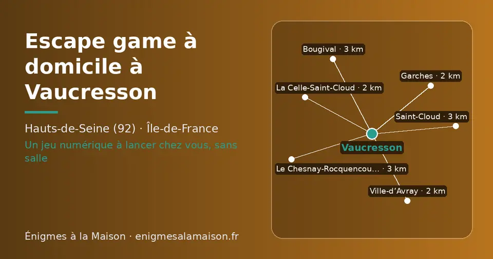Carte schématique : Vaucresson et les communes voisines présentées sur ce site (Garches, Ville-d’Avray, La Celle-Saint-Cloud, Saint-Cloud, Bougival, Le Chesnay-Rocquencourt)