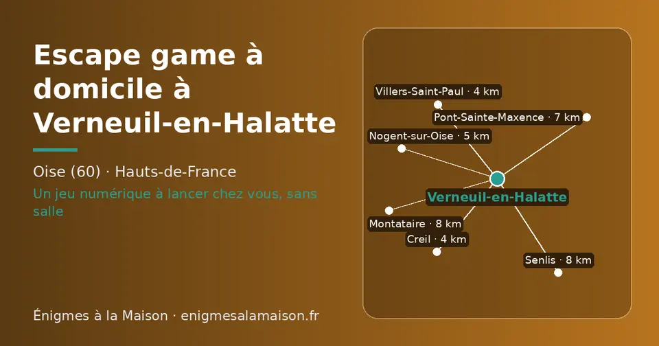 Carte schématique : Verneuil-en-Halatte et les communes voisines présentées sur ce site (Villers-Saint-Paul, Creil, Nogent-sur-Oise, Pont-Sainte-Maxence, Senlis, Montataire)