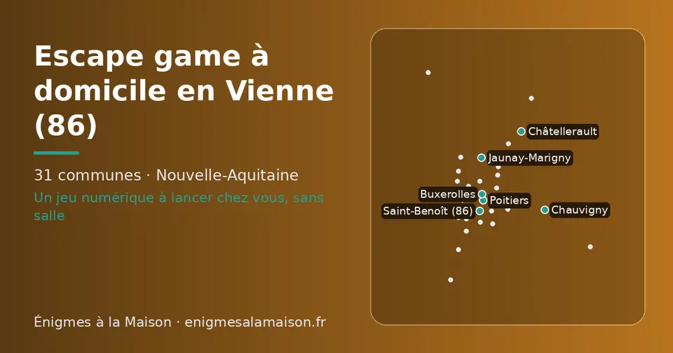 Carte schématique des 31 communes de la Vienne présentées sur ce site