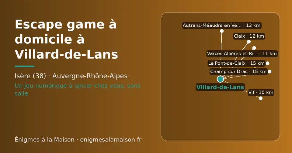 Carte schématique : Villard-de-Lans et les communes voisines présentées sur ce site (Vif, Varces-Allières-et-Risset, Claix, Autrans-Méaudre en Vercors, Champ-sur-Drac, Le Pont-de-Claix)