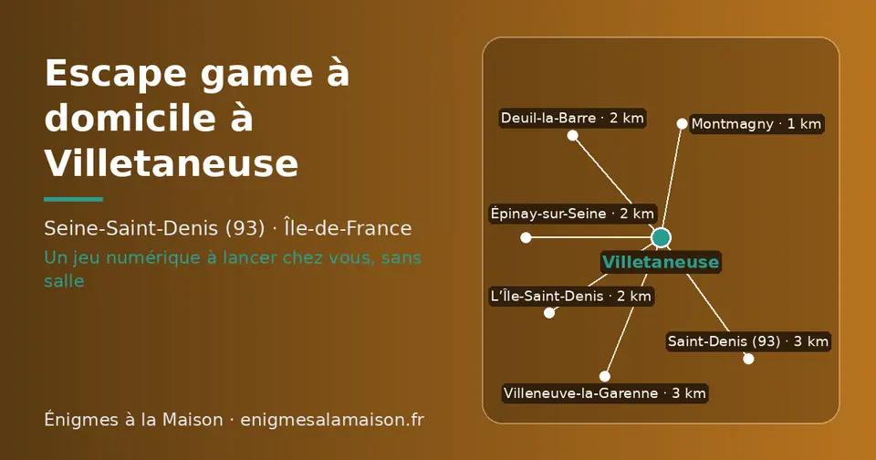 Carte schématique : Villetaneuse et les communes voisines présentées sur ce site (Montmagny, Deuil-la-Barre, Épinay-sur-Seine, L’Île-Saint-Denis, Saint-Denis (93), Villeneuve-la-Garenne)