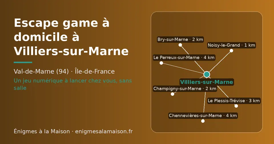 Carte schématique : Villiers-sur-Marne et les communes voisines présentées sur ce site (Noisy-le-Grand, Bry-sur-Marne, Champigny-sur-Marne, Le Plessis-Trévise, Le Perreux-sur-Marne, Chennevières-sur-Marne)