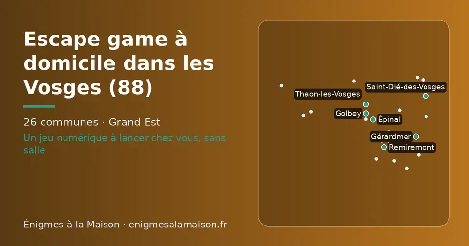 Carte schématique des 26 communes des Vosges présentées sur ce site