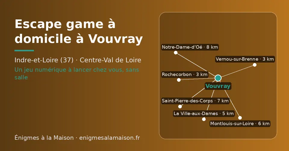 Carte schématique : Vouvray et les communes voisines présentées sur ce site (Vernou-sur-Brenne, Rochecorbon, La Ville-aux-Dames, Montlouis-sur-Loire, Saint-Pierre-des-Corps, Notre-Dame-d’Oé)