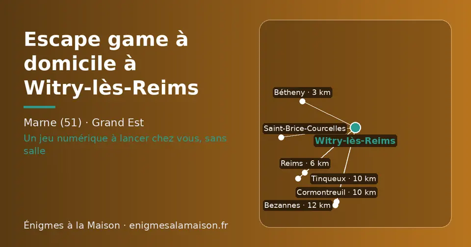 Carte schématique : Witry-lès-Reims et les communes voisines présentées sur ce site (Bétheny, Reims, Saint-Brice-Courcelles, Cormontreuil, Tinqueux, Bezannes)